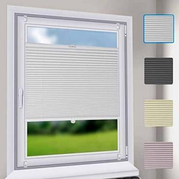 Sekey Estor Enrollable Plisado sin Taladrar Easy Fix Persianas Cortina Plisada para Puerta 60 x 130 cm Blanco