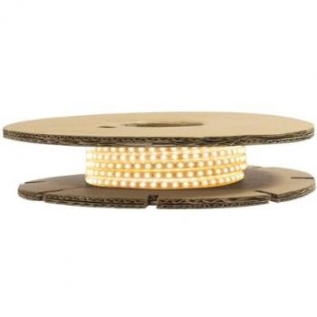 Tira LED Regulable 220V SMD 120 LED/m BOBINA 20m 12W/m 1080lm/m Superestrecha Ancho 6.5mm Corte cada 10cm IP65 2700K