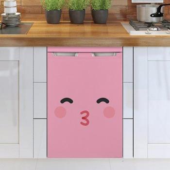 Sticker Decorativo de Refrigerador y Lavavajillas con Smiley Rosa, 75 cm x 49 cm