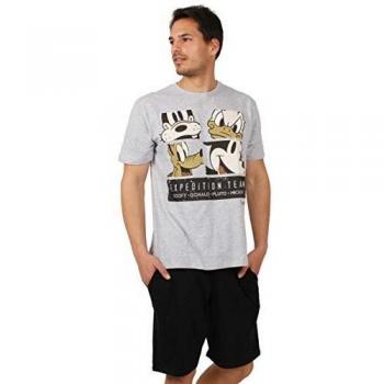 Disney Pijama Manga Corta Expedition Team para Hombre, Color Gris Jaspe, Talla L