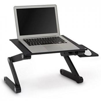 Relaxdays Soporte para Ordenador portatil LAPPI, Aluminio, Negro, 47 X 58 X 27 cm