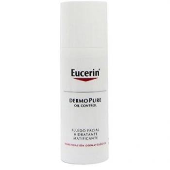 Eucerin Dermopure Facial Moisturizing Fluid 50ml - A lightweight, non-comedogenic moisturizing fluid designed for oily and acne-prone skin. It features a mattifying effect, helps to reduce shine, provides hydration without clogging