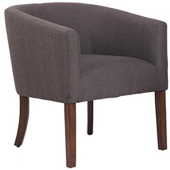 Sillón CLP Nemea con patas de madera y asiento en tela gris oscuro antiguo
