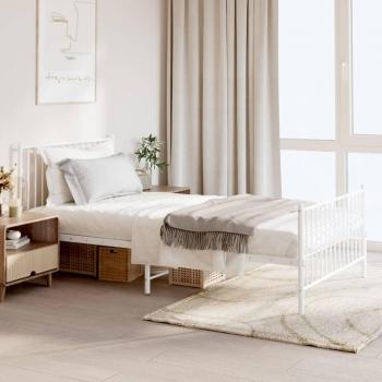 Cama pediátrica metal blanco con cabecero y travesaño 107x203 cm sin colchón