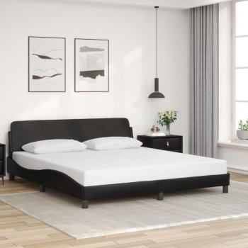 Cabecero de cama negro con cuero sintético 180x200 cm