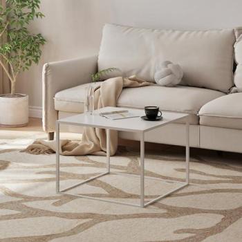 Mesa de Centro Cuadrada Solund de Acero Blanco 60x60x45 cm - Diseño Industrial y Fácil Limpieza