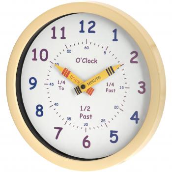 Unity - Reloj de pared para niños Henley 'Aprende las horas', 25 cm, color crema