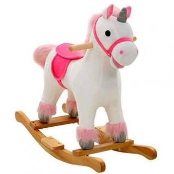 vidaXL Caballito Balancín Niño Blanco Rosa Mecedora Unicornio Peluche Infantil