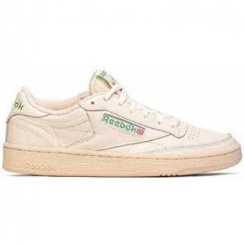 Reebok Men's Club C 1985 Vintage Sneakers, Chalk/Paper White/Green, Size UK 9