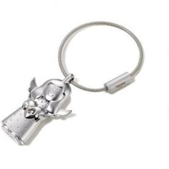 TROIKA  Valerie KYC35 - Keyring Angel with Heart, Cast Metal, Matt Chrome Plated, Made with Swarovski® Elements