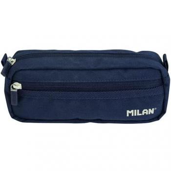Estuche Milan Portatodo Rectangular Doble Compartimento Serie 1918, Azul Marino, 2 Cremalleras, Dimensiones 22x5x11 cm