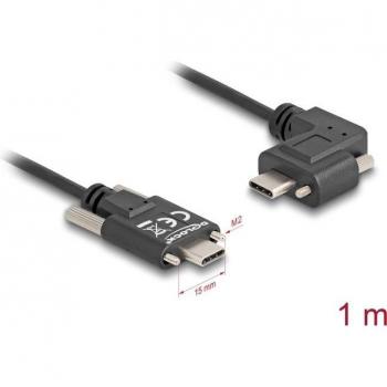 Cable USB 2.0 Tipo C con tornillos, 90° izquierda/derecha, 1 m