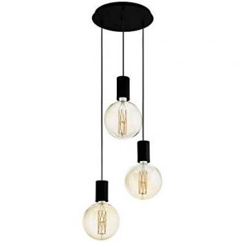 Lámpara Colgante Circular Vintage Eglo Pozueta LED Negro 3xE27