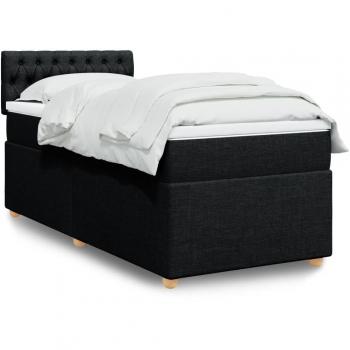 Cama box spring con colchón negro 80x200 cm en tela