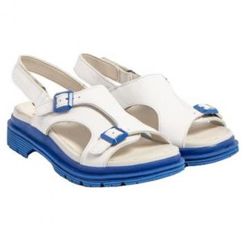Sandalias planas de piel blanca para mujer con velcro, modelo Birmingham 1551, casual, Art outlet 2024