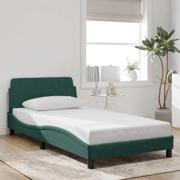 Cama solar sin colchón verde oscuro 100x200 cm en terciopelo con estructura cama y cabecero terciopelo verde oscuro 100x200 cm Vidaxl