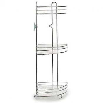 Estantería Rinconera Baño Triple con Soporte de Metal y Ventosas