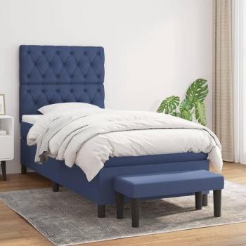 Cama Boxspring con Colchón Azul 80x200 cm en Tela