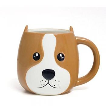 Taza Woof! Cabeza de Perro Marrón 400ml Apta para Lavavajillas y Microondas