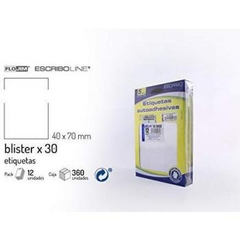 360 Etiquetas Adhesivas - Blanco 40 x 75 mm.