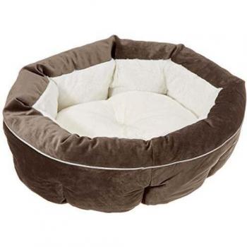 Cama redonda suave de terciopelo para perros y gatos - Ferplast Marquis 45, lavable, Ø 45 x 16 cm, gris