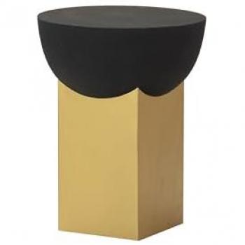 Mesa Auxiliar de Metal Dorado y Negro, Alta Calidad, 46x46x59 cm