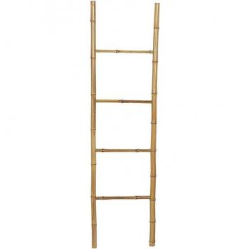 Escalera de Bambú Natural 40 x 180 x 3 cm - Perchero de Pie Romimex
