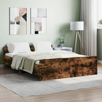 Cama solar con cabecera y roble ahumado 140x190 cm