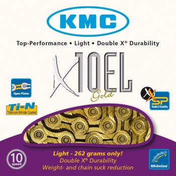 Â KMC Chain X-10-EL Cadena Estrecha, Unisex, Dorado, 114 eslabones