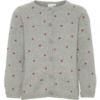 NAME IT Nmfoverna LS Knit Card, Chaqueta Punto para Bebés, Gris