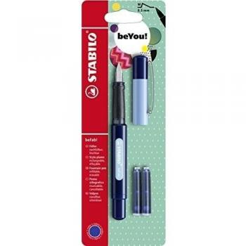 Stabilo BEFAB pluma estilográfica con 3 cartuchos de tinta azul - luz/azul oscuro