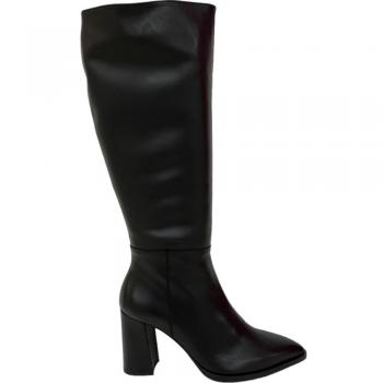 Botas Caña Alta Wonders para Mujer en Color Negro con Tacón Negro