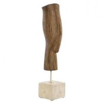 Figura Decorativa Home Esprit Cara Blanco y Marrón 8,5 x 8,5 x 37,5 cm