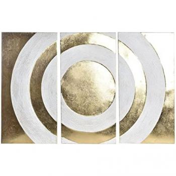 Decoración de Pared DKD Home Decor 3 Piezas Dorado Metal Blanco Estilo Oriental (120 x 2 x 80 cm)