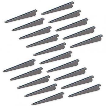 Emuca 7908912 Escuadras de estante para perfil cremallera perforación doble paso 32mm, Blanco, 370mm, Set de 20 piezas
