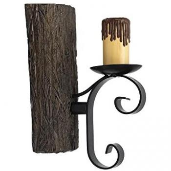 Aplique de Pared 1 Luz Tronco Negro/Marrón 25x12x17 cm