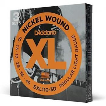 D'Addario EXL110-3D - Juego de cuerdas para guitarra eléctrica de acero y níquel
