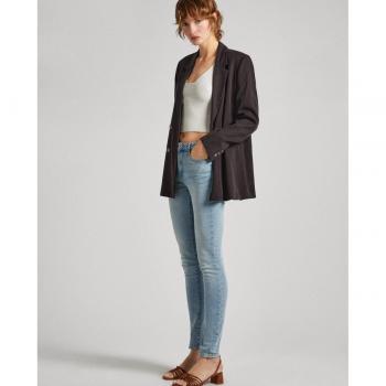Pepe Jeans - Vaquero pitillo de mujer tiro alto efecto desgastado, jeans skinny azul
