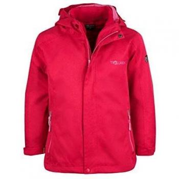Trollkids Chaqueta Impermeable Finnmark para niños, Color Rosado Intenso Talla 12 años