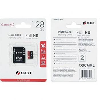 Tarjeta Micro SDXC S3+ 128GB UHS-I U3 V30 Clase 10 con adaptador SD