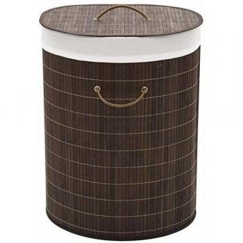 vidaXL Bamboo Laundry Bin Oval Dark Brown