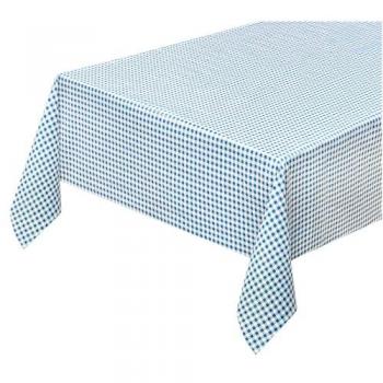 Mantel Antimanchas Plastificado 140x260 cm con Diseño a Cuadros Azules