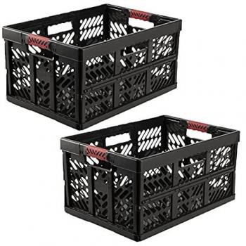 Pack 2 Cajas Robustas Plegables Ben con Asas 45L en Color Gris Grafito Keeeper