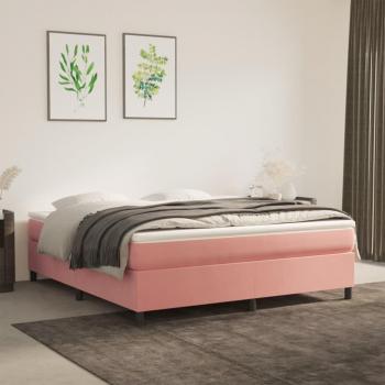 Estructura de cama box spring en terciopelo rosa 180x200 cm