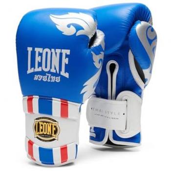 Leone1947 Guantes de Boxeo Thai Style 14 oz Azul de Cuero Artificial