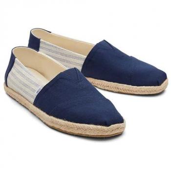 Alpargatas de Hombre Toms de Lona Azul Marino con Suela de Cuerda