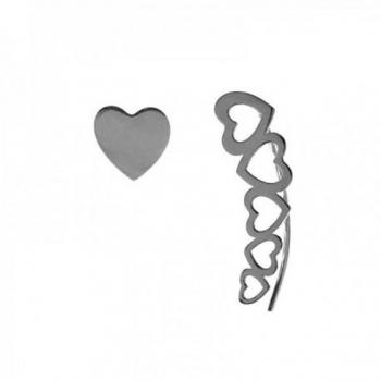 Pendientes de plata con corazones y diseño trepador
