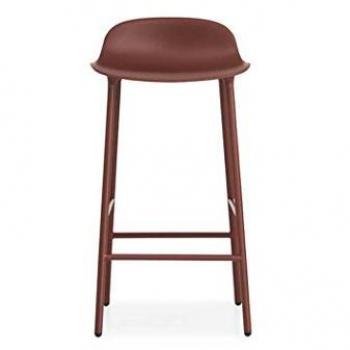 Taburete de bar Form Normann Copenhagen, acero y plástico, color rojo, altura 65 cm