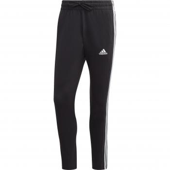 Pantalón largo casual Adidas Essentials Single Jersey Tapered Open Hem 3 bandas negro intenso blanco puro - XXL