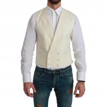 Dolce & Gabbana White Waistcoat Formal Wool Vest - IT54 | XL